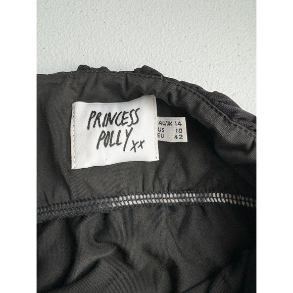 Princess Polly Bodycon Mini Dress Ruched Black Party Cocktail US 10 - Picture 2 of 5